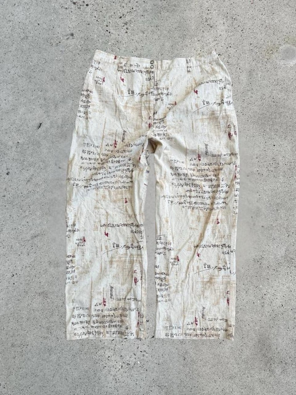 Vintage Script Print Wide Leg Pants